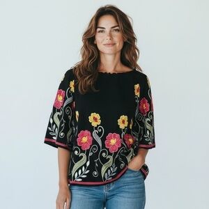 Radzoli ladies cotton embroidered top. Medium. Excellent condition.